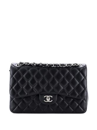Chanel Classic Single Flap gewatteerde Jumbo schoudertas van lamsleer - Zwart