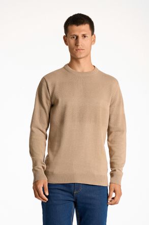 Lindbergh Strickpullover LINDBERGH, Herren, Gr. 3XL, beige (sand), Strick, Obermaterial: 100% Baumwolle, unifarben, normal h&uuml;ftbedeckend, Rundhals, Flachstrickb