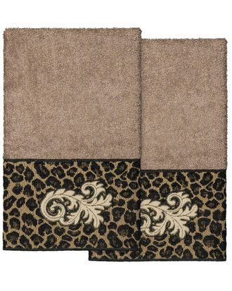 Linum Home Textiles 100% Turkish Cotton April 2Pc Embellished Hand Towel Set