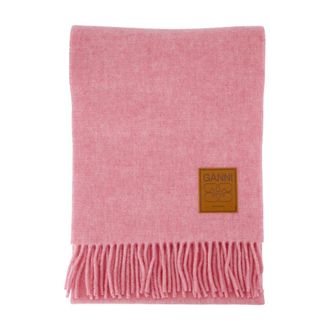 Ganni Double Face Wool Scarf - Pink