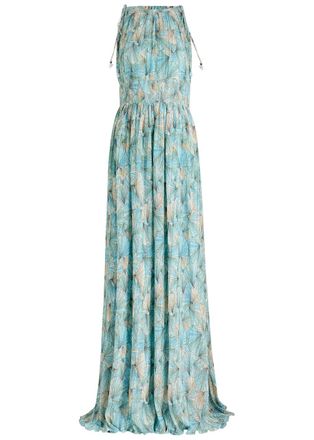 Veronica Beard Yardley Printed Chiffon Maxi Dress - Blue - 10 (UK14 / L)