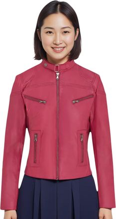 Infinity Leather Womens Casual Slim-Fit Leather Biker Jacket-Tulsa