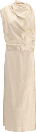 Magda Butrym Gedrapeerde Zijde Midi Jurk