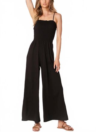 bobi Cami Strap Smocked Jumpsuit In Black