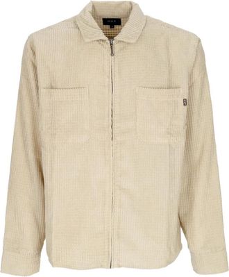 HUF Fluweel Rits Shirt met Kraag - Heren - Zomerjassen - Beige - XL - Polyester - Jassen