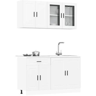 vidaXL Set Mobili da Cucina 4 pz Porto Bianchi Legno Multistrato - Vidaxl