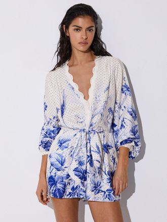 Reiss Blue & Scarf-print Beach Cover-up Playsuit, 12