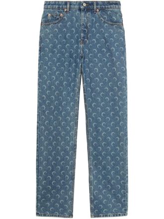 Marine Serre straight-leg trousers - Blue