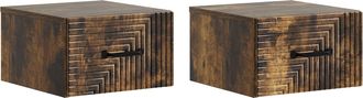vidaXL Mesita De Noche De Pared 2 Uds. Roble Ahumado 34,5 X 33 X 20 Cm Vidaxl