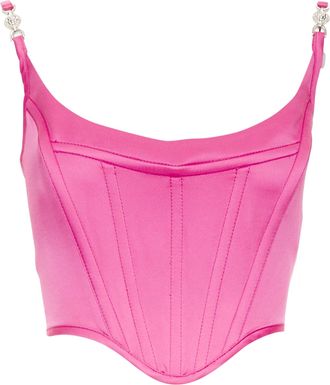 Versace new VERSACE Medusa 95 Satin Waterlilly fuschia pink boned corset top IT42 M