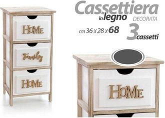 Trade Shop Trade Shop - Home Blanca Madera 3 Cajones Mesita De Noche Moderna 68x36x28 Cm 805684