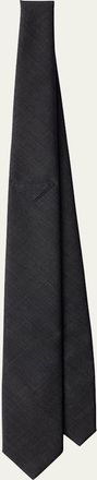 Prada Mens Tonal Plaid Wool-Blend Tie