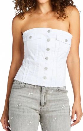 Tractr Denim Strapless Corset Top In White