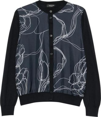 Fabiana Filippi Geknoopte Cardigan - Dames - Vesten - Blauw - XL - Truien & Vesten