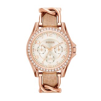 Fossil Womens Riley 38mm Multifunction, Rose Gold-Tone Stainless Steel Watch