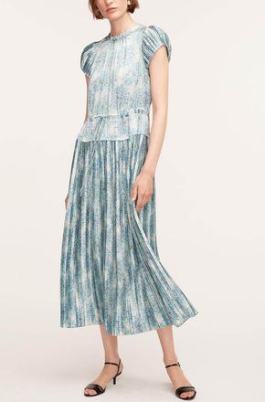 Rebecca Taylor Astera Fleur Pleated Puffed Sleeve Dress