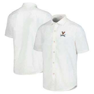 Tommy Bahama Mens Tommy Bahama White Virginia Cavaliers Coconut Point Palm Vista IslandZone Camp Button-Up Shirt at Nordstrom, Size X-Large
