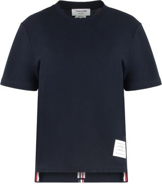 Thom Browne Klassiek Pique Streep T-shirt - Dames - T-shirts - Blauw - 2XS - Katoen - Tops