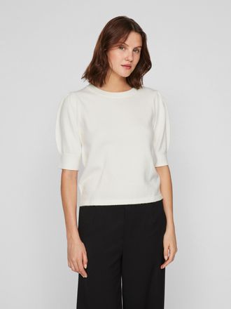 Vila Strickpullover VILA VIRIL 2/4 SLEEVE O-NECK KNIT TOP - NOOS, Damen, Gr. XXL, wei&szlig; alyssum, Strick, Obermaterial: 50% Viskose, 28% Polyester, 22% Nylon