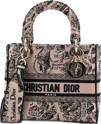 Dior Lady D-Lite Bag Embroidered Canvas Medium satchel - Zwart