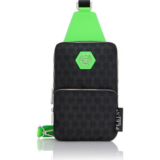 Philipp Plein Cross Body Bag Jacquard Monogram Men in Black+Greenfluo at Nordstrom