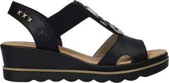 Rieker Elegante Sleehak Sandalen - Dames - Sleehakken - Zwart - 39 EU - Schoenen