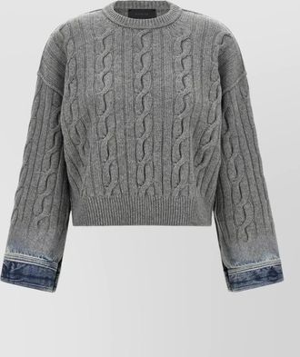 Haikure merino wool cable-knit crew-neck sweater
