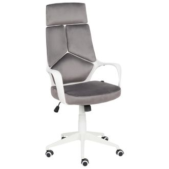 Beliani Silla De Oficina Tapizada De Terciopelo Giratoria Con Altura Ajustable Reclinable Espuma Moldeada Por Inyecci&oacute;n Gris Delight