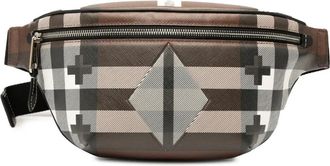 Burberry 2018-2025 Geometric Check Coated Canvas Bum Bag belt bag - Marrone
