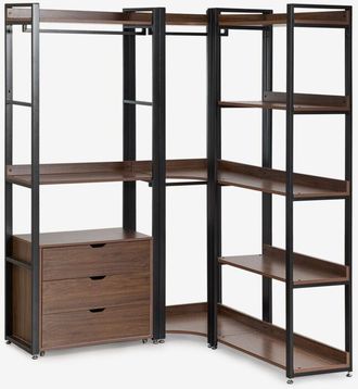 Sklum Armadio Modulare Aperto Angolare a 3 Pezzi con Cassetti in Acciaio e Legno Ariaster Sklum