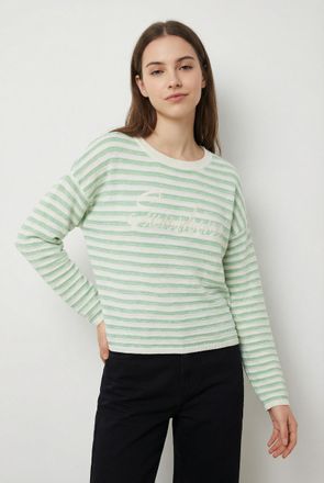 Vero Moda Strickpullover VERO MODA VMAPPLE LS O-NECK PULLOVER BOO, Damen, Gr. XL, birch stripes:with bosphorus, Strick, Obermaterial: 80% Polyester, 20% Nylon, 