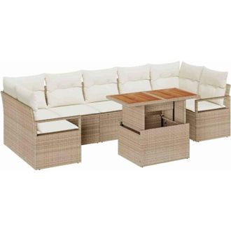 vidaXL Conjunto De Sof&aacute; De Jard&iacute;n 8 Pcs Beige Polirat&aacute;n Vidaxl