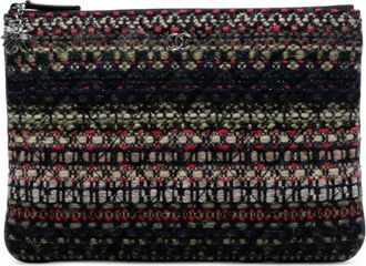 Chanel 2015-2016 Quilted Tweed and Wool Cosmetic Pouch clutch - Blauw