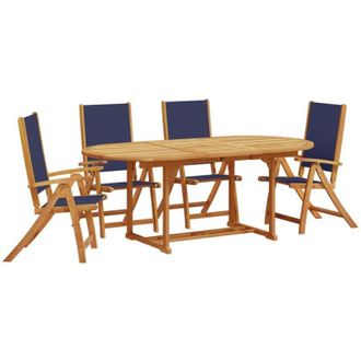 vidaXL vidaXL 5 Piece Garden Dining Set Solid Wood Acacia and Textilene