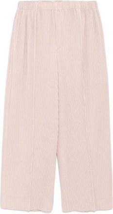 Issey Miyake Broeken, Heren, Roze, L, Geplooide roze broek amandel beige zak