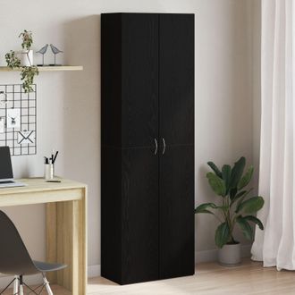 Berkfield Home Black Oak Office Cabinet 60 x 32 x 190 cm, made from engineered wood | Size: 60 x 32 x 190 cm