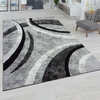 Paco Home Paco Home - Alfombra Sal&oacute;n Pelo Corto Vintage Perfil Contorneado A Mano Efecto 3d 120x170 Cm, Gris
