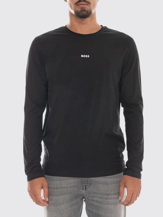 HUGO BOSS T-shirt a maniche lunghe in cotone regular fit con logo a contrasto
