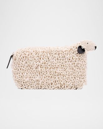 Staud Dolly Beaded Sheep Clutch Bag