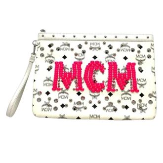 MCM Pre-owned Clutches, female, White, Size: ONE SIZE Pre-owned Leather clutches