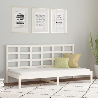 vidaXL Sof&aacute; Cama Sin Colch&oacute;n Madera Maciza De Pino Blanco 90x200 Cm Vidaxl