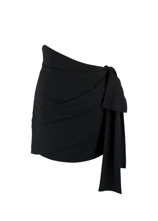 Saint Laurent Black Asymmetric Draped Mini Skirt Size S