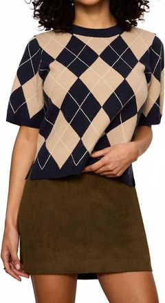 Sanctuary Perfect Loma Argyle Sweater Tee In Beige/neutral Pattern