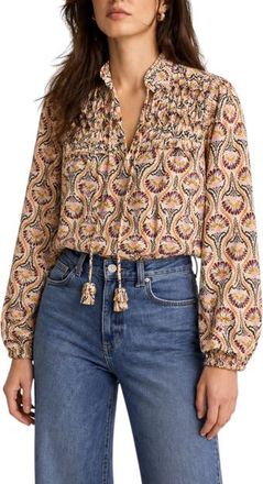 Mint Velvet Floral Print Ruffle Blouse in Brown at Nordstrom, Size X-Small