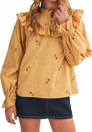 Merci Ruffled Smocked Embroidered Blouse In Yoke