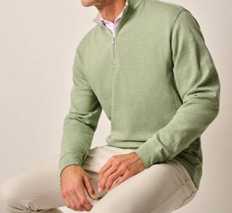 Johnnie-O Hanks Quarter Zip Top In Clover