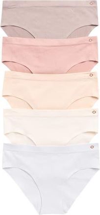 Danskin Assorted 5-Pack Laser Cut Seamless Hipster Panties in Sable Sugar/Soft Peach at Nordstrom Rack, Size X-Large