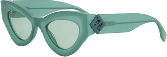 Fendi FF Diamonds Fe 40146I 95N - Dames - Zonnebrillen - Groen - 52 MM - Accessoires