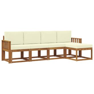 vidaXL Conjunto De Sof&aacute;s De Exterior Con Coj&iacute;n 5 Pcs Natural Y Crema Vidaxl