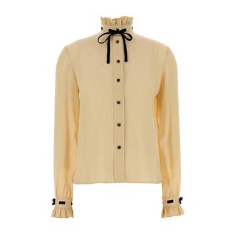 Valentino Garavani Shirts, female, Yellow, Size: XS Solid Crepe de Chine Shirt